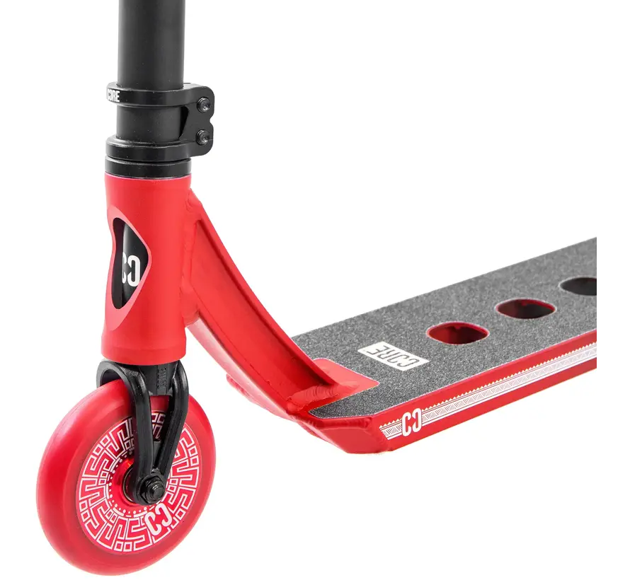 Patinete acrobático Core CL1: patinete acrobático ligero de estilo libre con ruedas de 110 mm, compresión IHC y plataforma de 5 pulgadas con corte rectangular.