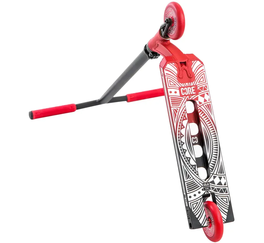 Patinete acrobático Core CL1: patinete acrobático ligero de estilo libre con ruedas de 110 mm, compresión IHC y plataforma de 5 pulgadas con corte rectangular.