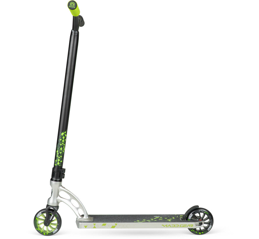Trottinette freestyle hybride MGP Origin 500 – équipée de roues Turbine de 110 mm, d'un plateau Flute-Tech et d'un cadre en aluminium 6061 T6.