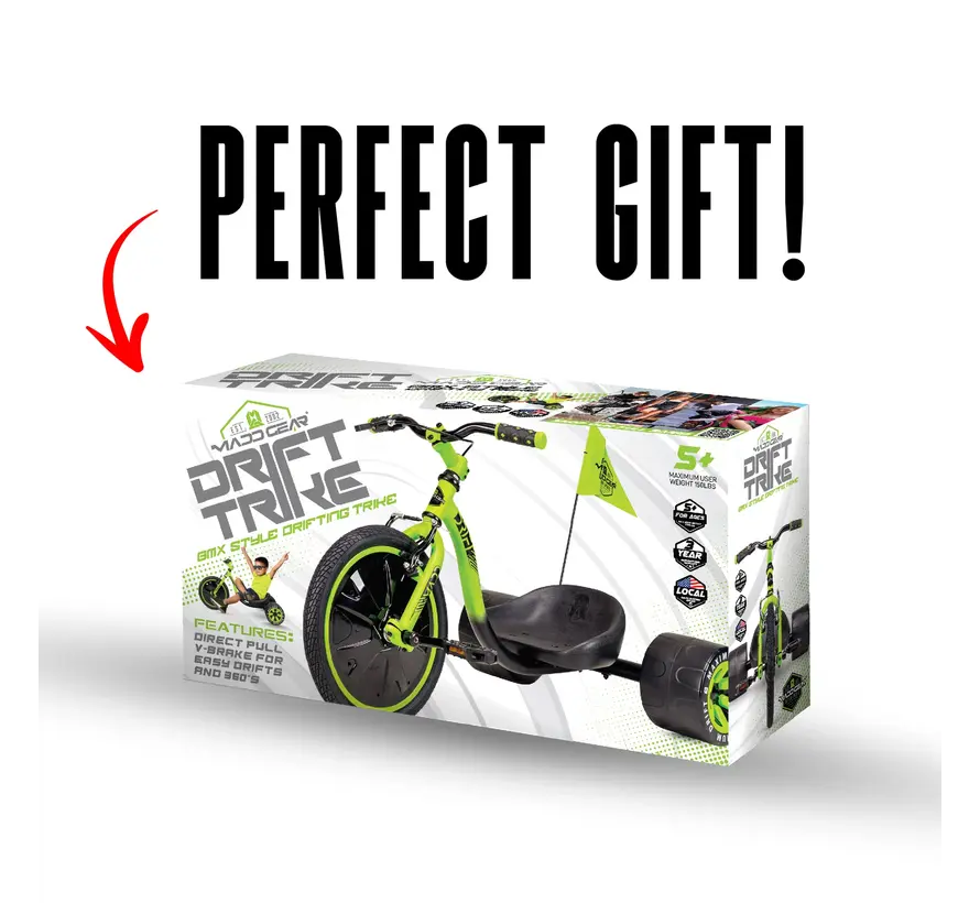 MGP Drift Trike Green Drift Bike for Children with Free-Spinning Rear Wheels and Sturdy Steel Frame for Ultimate Slides