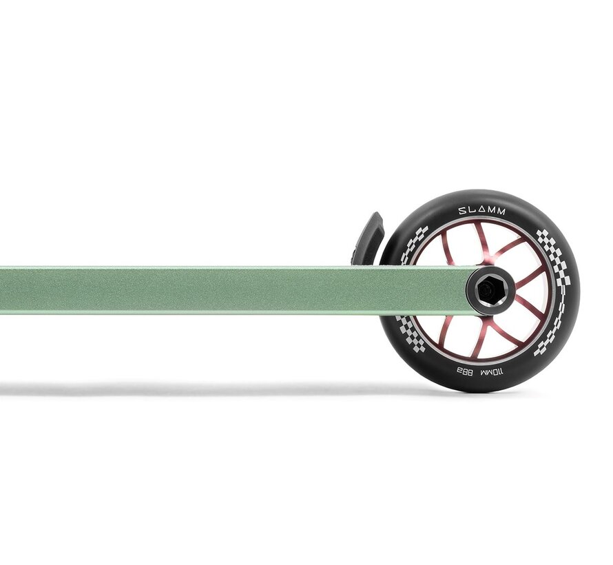 Hulajnoga wyczynowa Slamm Assault Pro Stunt Scooter Green Professional Stunt Scooter z aluminiowym podwoziem T6, kompresją IHC i kołami z aluminiowym rdzeniem o średnicy 110 mm