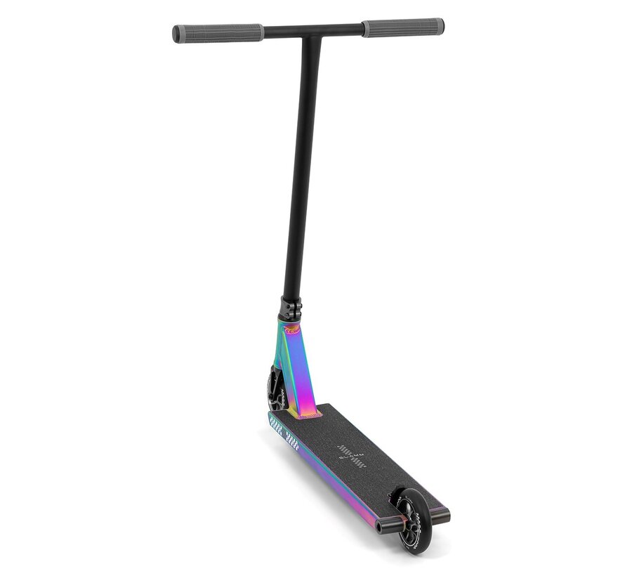 Patinete acrobático Slamm Assault Pro Neochrome, patinete acrobático profesional con plataforma de aluminio T6, compresión IHC y ruedas de núcleo de aluminio de 110 mm - Copia