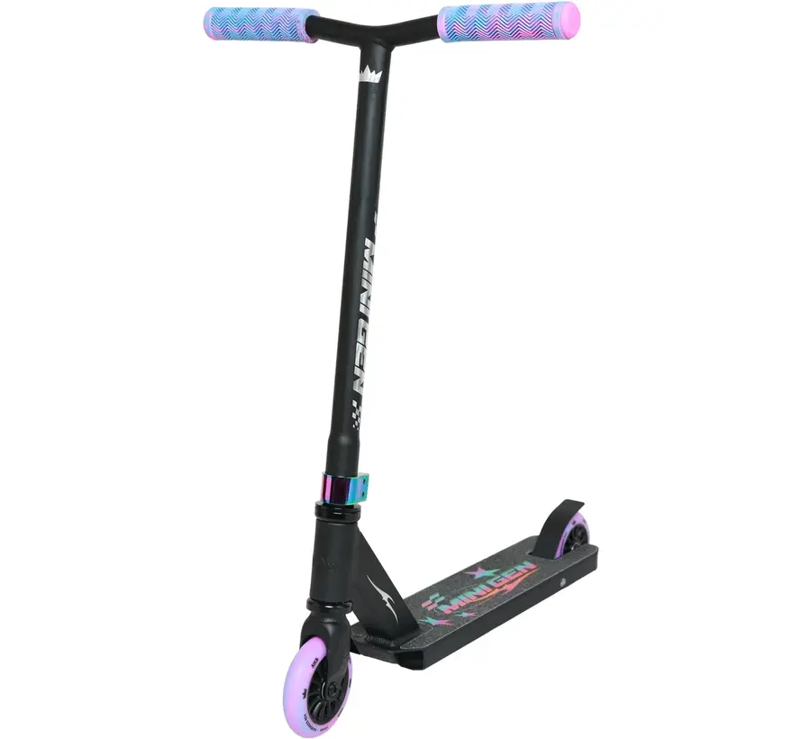 NKD Mini GEN Stunt-Scooter Schwarz Regenbogen 70 cm Leichtgewicht-Stunt-Scooter mit HIC-Kompression und 100-mm-Rädern für Anfänger und Park-Fahrten