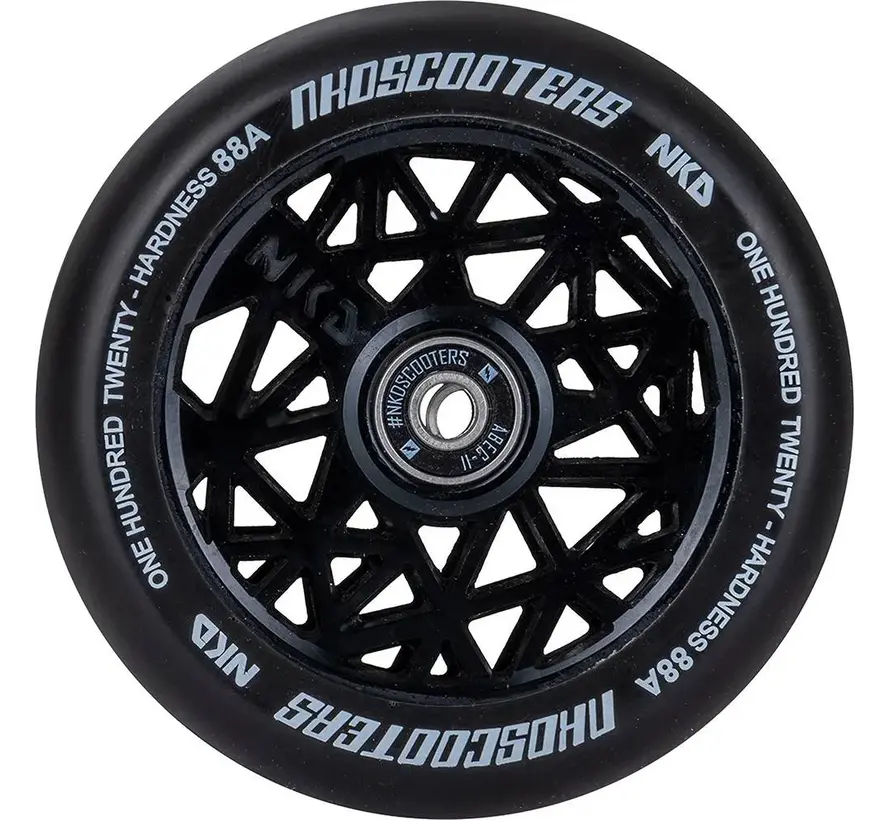 NKD Black Widow Stuntstep Wiel 120 mm – Black / Black Hollow-Core Aluminium