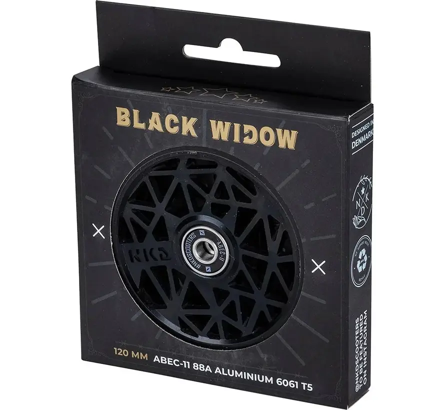 Roue de trottinette freestyle NKD Black Widow 120 mm – Noir / Aluminium creux noir