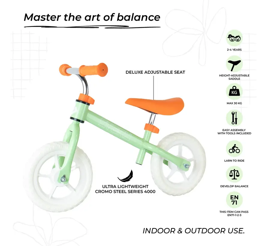 Story Run Racer Loopfiets - Lichtgewicht Balance Bike voor Kinderen met Verstelbaar Zadel en Sportief Design voor Snelle Balansontwikkeling