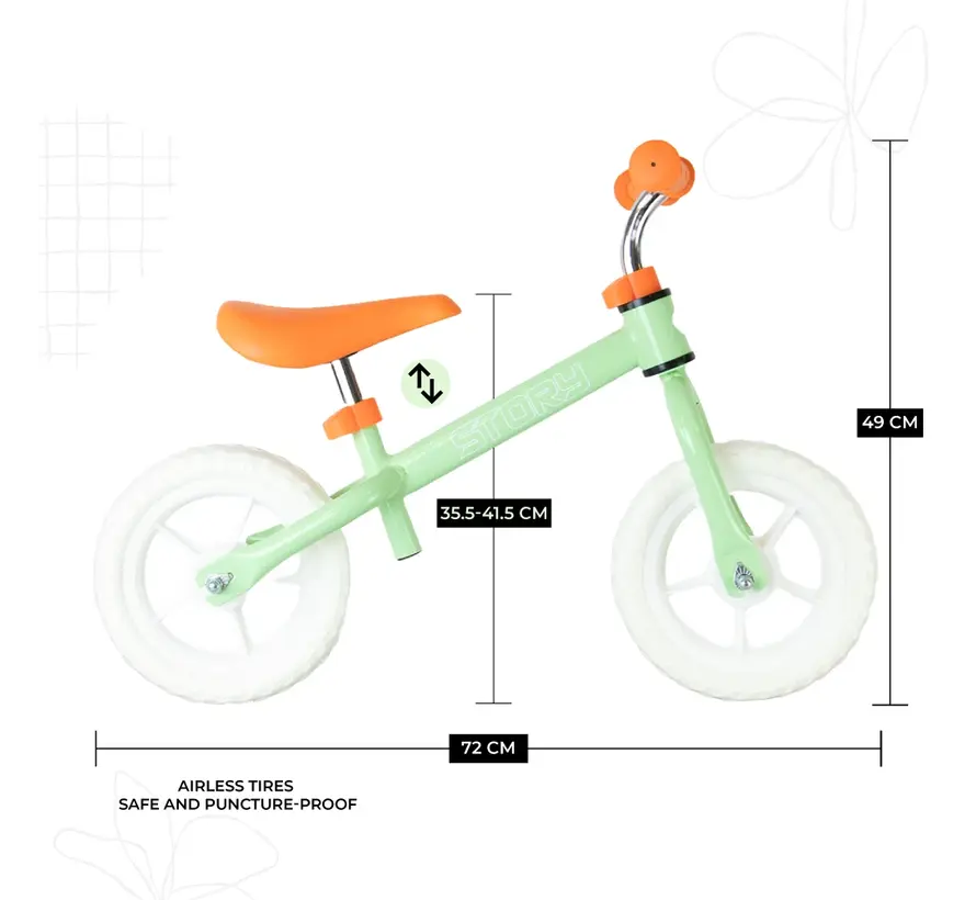 Story Run Racer Loopfiets - Lichtgewicht Balance Bike voor Kinderen met Verstelbaar Zadel en Sportief Design voor Snelle Balansontwikkeling