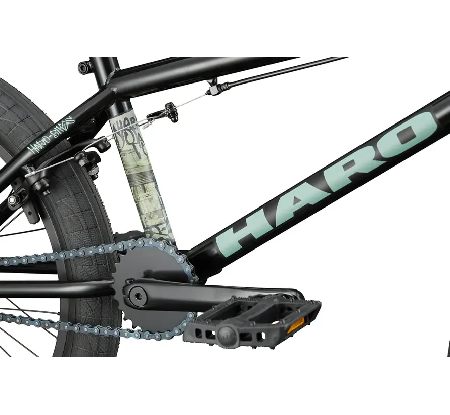 Haro Downtown 20 BMX Black Freestyle BMX Fiets voor Beginners met Sterk Hi-Ten Frame en 20 Inch Wielen