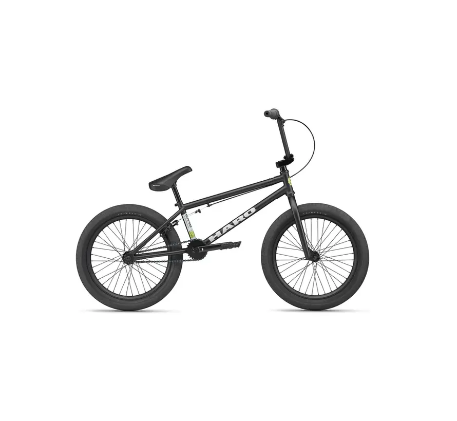 Bicicletta BMX Haro BLVD 20 BMX nera opaca, ideale per il freestyle, con telaio moderno, perfetta per park, street e trick per principianti.