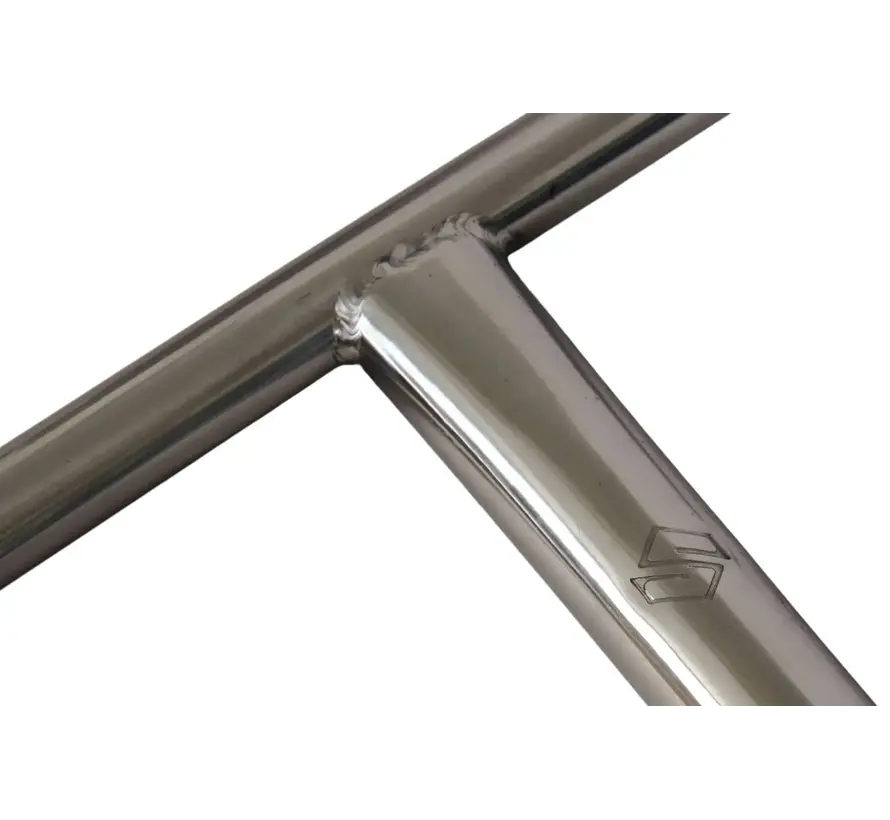 Guidon Striker Gravis pour trottinette freestyle, en aluminium brut léger, style T, idéal pour le park et la rue, avec un look custom élégant.
