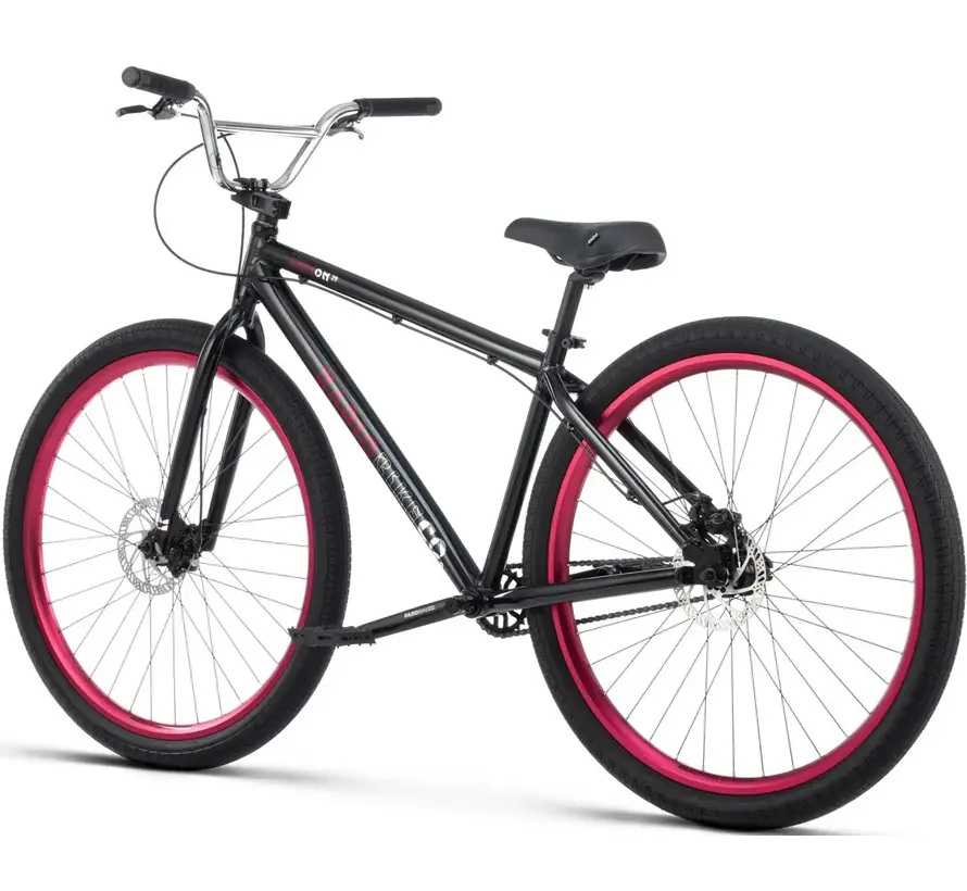 Bicicletta Radio Legion 29 Wheelie, nera e rossa, stile freestyle con grandi ruote da 29 pollici per impennate e street riding.