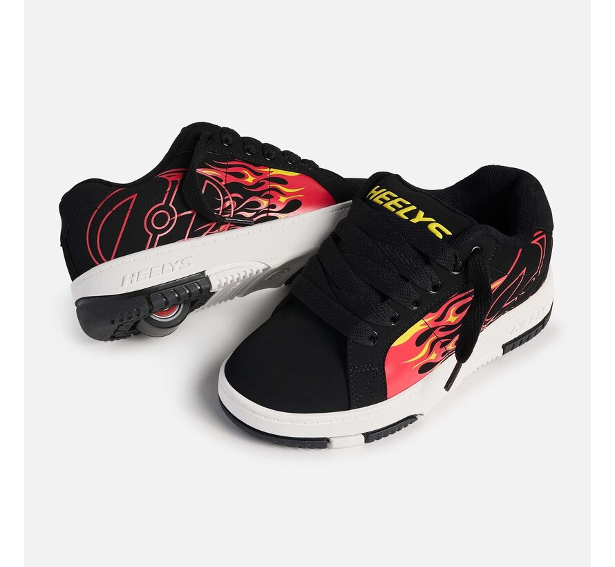 Heelys Kolect Prints Zwart/Rood - stoere rolschoenen met flame print