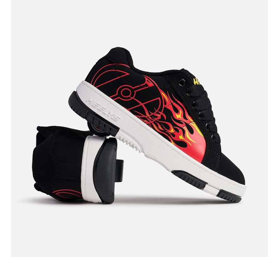 Heelys Kolect Prints Zwart/Rood - stoere rolschoenen met flame print