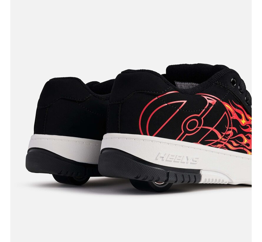 Heelys Kolect Prints Zwart/Rood - stoere rolschoenen met flame print