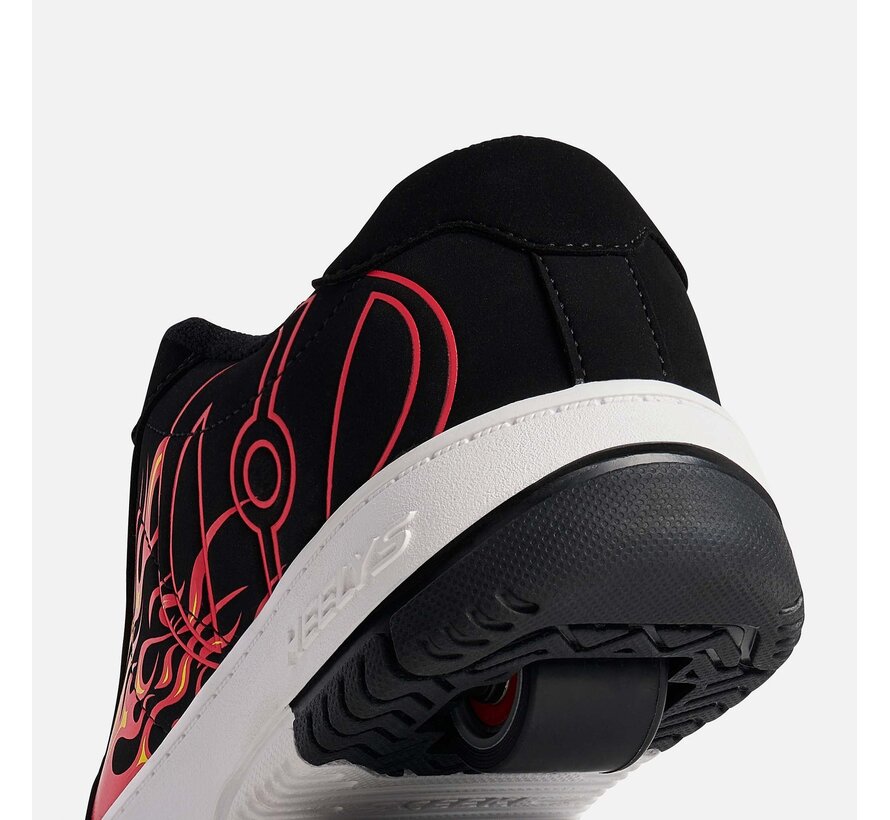 Heelys Kolect Prints Zwart/Rood - stoere rolschoenen met flame print