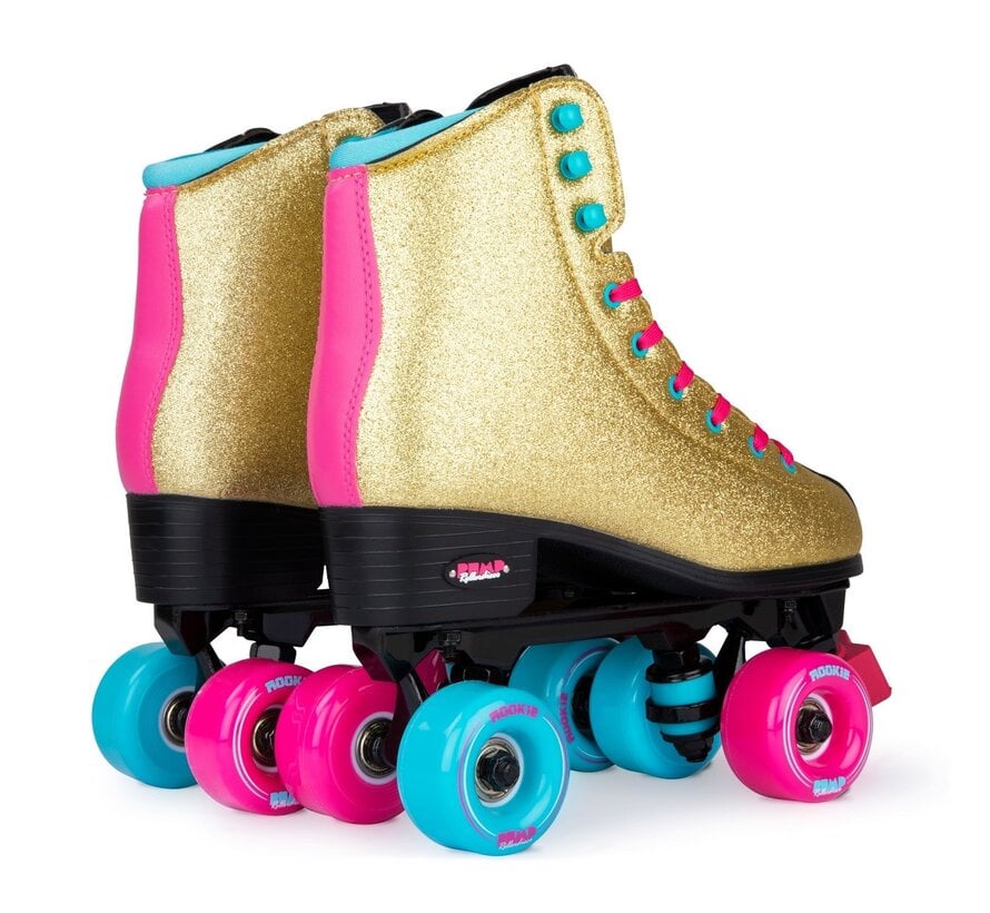 Rookie x BUMP Rollerdisco V2 Gold Roller Skates - błyszczące rolki na dyskotekę i na zewnątrz