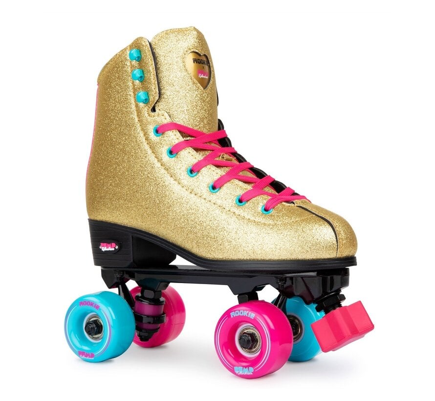 Rookie x BUMP Rollerdisco V2 Gold Rollschuhe – Glitzer-Rollschuhe für Disco und Outdoor