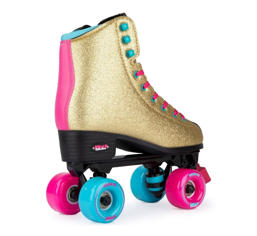 Pattini a rotelle Rookie x BUMP Rollerdisco V2 Gold - pattini a rotelle glitterati per discoteca e attività all'aperto