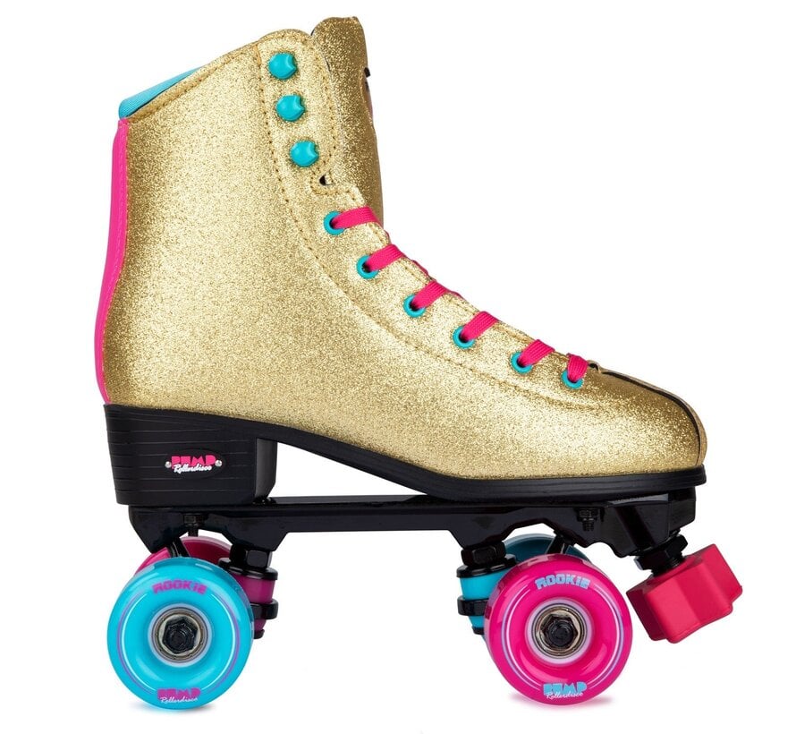 Rookie x BUMP Rollerdisco V2 Gold Roller Skates - błyszczące rolki na dyskotekę i na zewnątrz