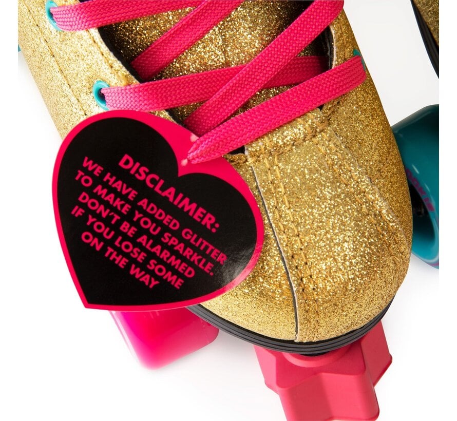 Rookie x BUMP Rollerdisco V2 Gold Roller Skates - błyszczące rolki na dyskotekę i na zewnątrz