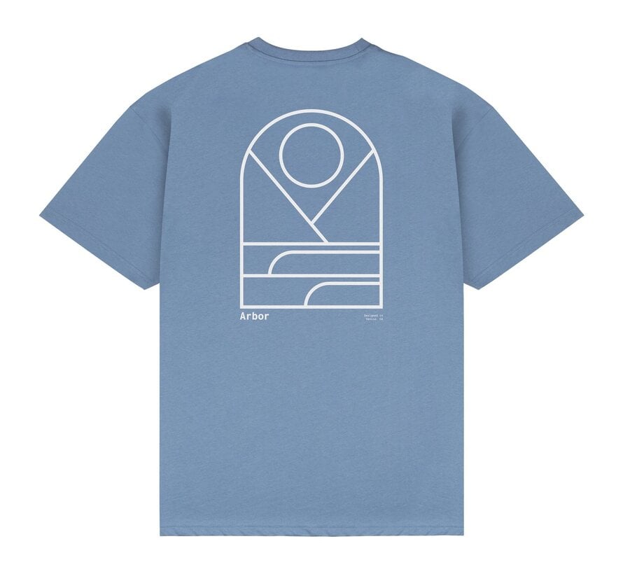 T-shirt Arbor Breaker blu - maglietta da skate in cotone biologico con vestibilità regolare