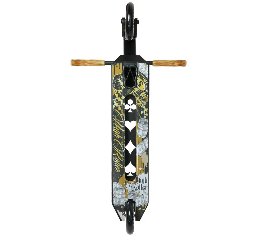 Story High Roller Air Stunt Scooter Black Gold Professioneller Stunt-Scooter mit großen Rädern und robustem Street-Setup