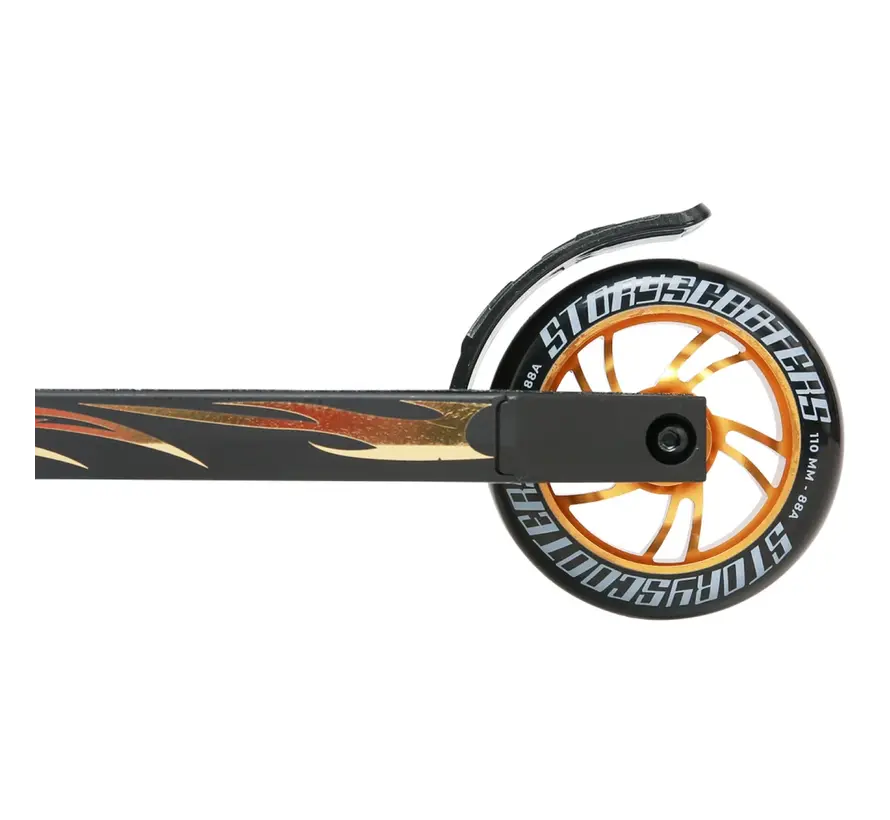 Story High Roller Air Stunt Scooter Nero Oro Monopattino acrobatico professionale con ruote grandi e robusto assetto da strada