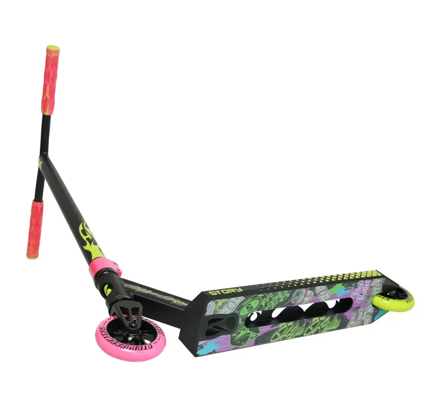 Story High Roller Air Stuntstep Green Mix Professionele Freestyle Stuntstep met Grote Wielen en Sterke Park Street Setu