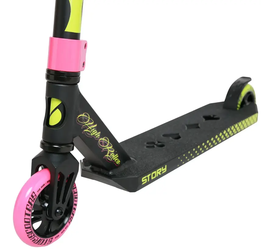 Story High Roller Air Stuntstep Green Mix Professionele Freestyle Stuntstep met Grote Wielen en Sterke Park Street Setu