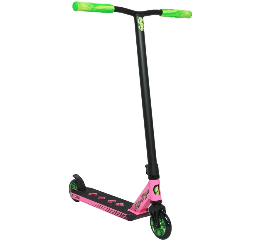 Patinete acrobático High Roller Air Stunt Scooter Pink Mix, patinete acrobático profesional de estilo libre con ruedas grandes y configuración robusta para parques y calles.