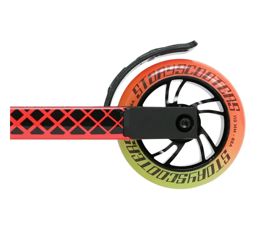 Story High Roller Air Stuntstep Red Professionele Freestyle Stuntstep met Grote Wielen en Sterke Park Street Setup