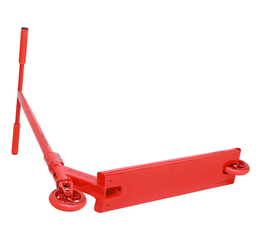 Patinete acrobático NKD Mood rojo, ligero, para estilo libre, con sistema de compresión HIC y ruedas de 110 mm para parques y calles.