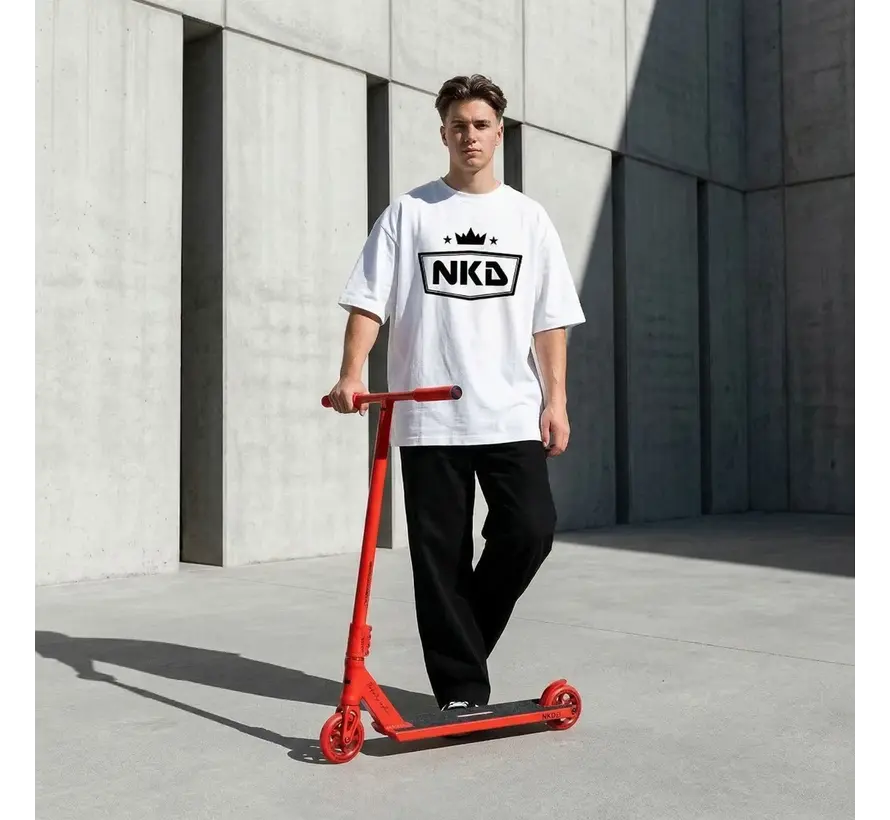 NKD Mood Stuntstep Red Lichtgewicht Freestyle Stuntstep met HIC Compression en 110mm Wielen voor Park en Street Riding