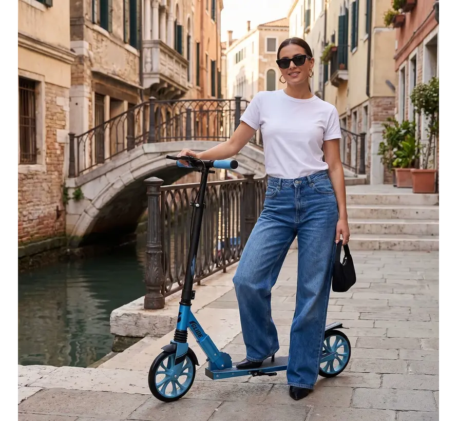 Story GlideX Elite Faltbarer Transportroller Blau Komfortabler Roller mit großen Rädern und faltbarem Design für den täglichen Gebrauch