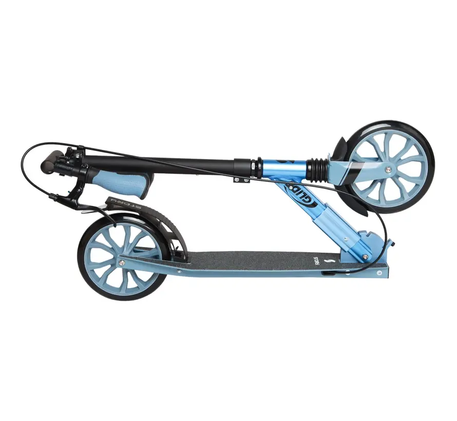 Patinete de transporte plegable Story GlideX Elite azul. Patinete cómodo con ruedas grandes y diseño plegable para uso diario.