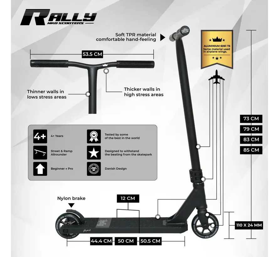 NKD Rally Stunt Scooter Grün Leichter Freestyle-Stunt-Scooter für Park- und Straßenfahrten mit wendigem Setup