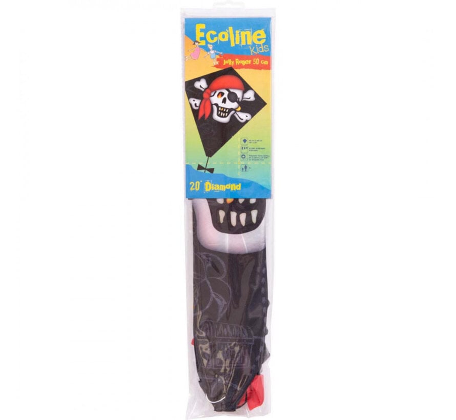 Eddy Eco Jolly Roger Staartvlieger 50cm Piratenvlieger met Lange Staart voor Kinderen