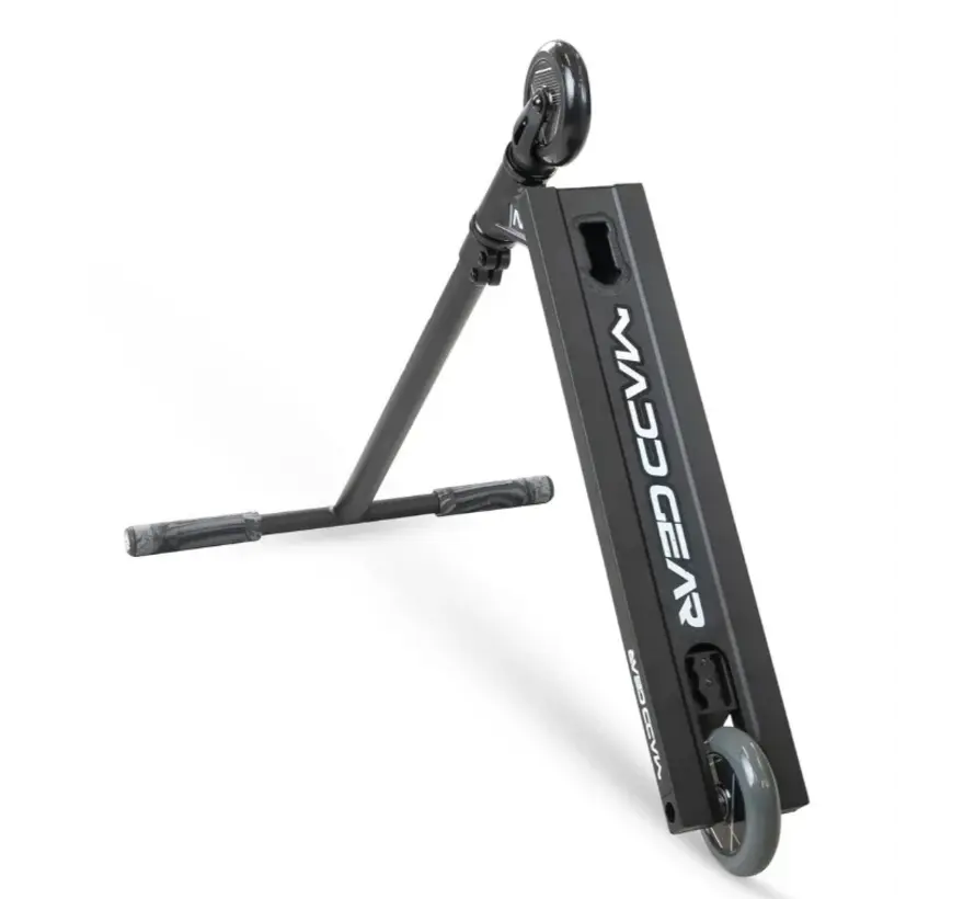 Patinete acrobático MGP MG1 negro, ligero, para estilo libre, con ruedas de núcleo de aluminio de 110 mm y suspensión de compresión IHC.