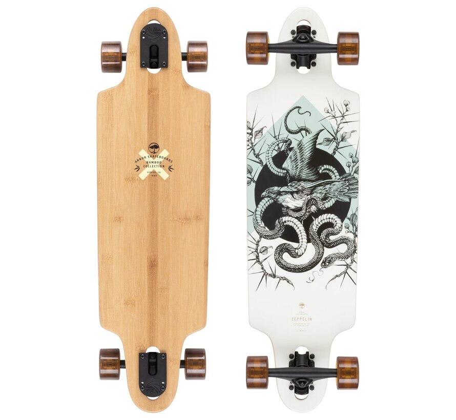 Arbor Bamboo Zeppelin White/Black 32 Longboard - complete Arbor cruiser/longboard voor cruisen en carven