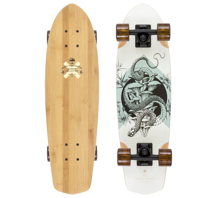 Arbor Bamboo Pocket Rocket White/Black 27 Cruiser - complete Arbor cruiser/longboard voor cruisen en carven