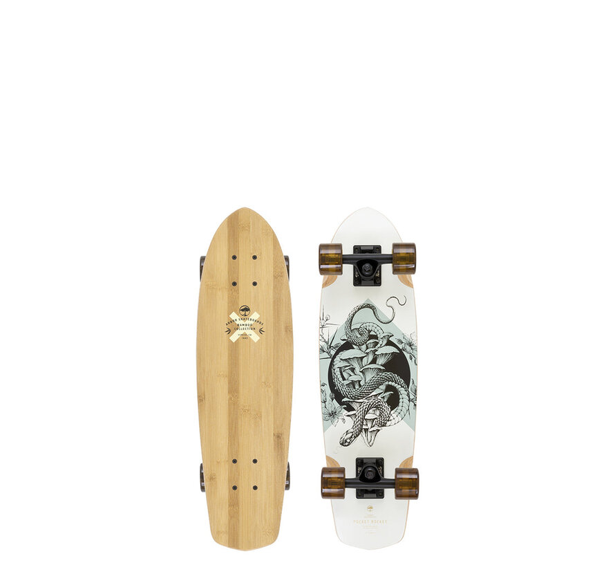 Arbor Bamboo Pocket Rocket White/Black 27 Cruiser - complete Arbor cruiser/longboard voor cruisen en carven