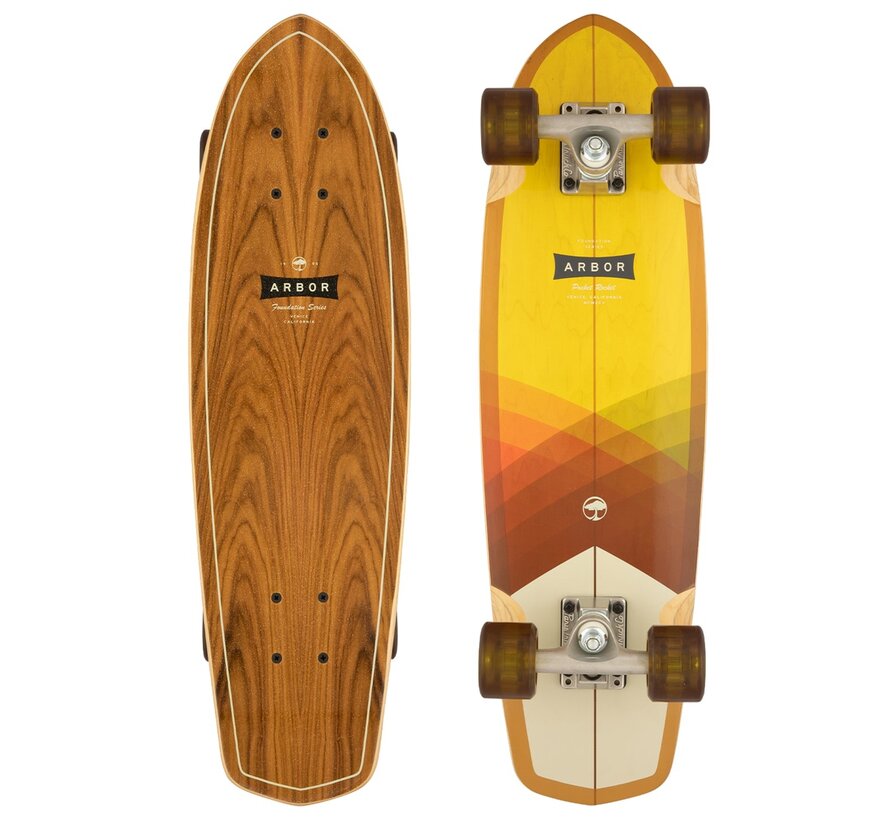 Arbor Foundation Pocket Rocket Geel 27" Cruiser - complete cruiser skateboard voor carving en cruising
