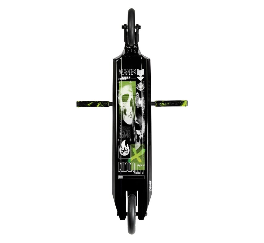 Addict Burner - Glitch Stuntstep Black/Black 520mm - complete stuntstep voor park en street