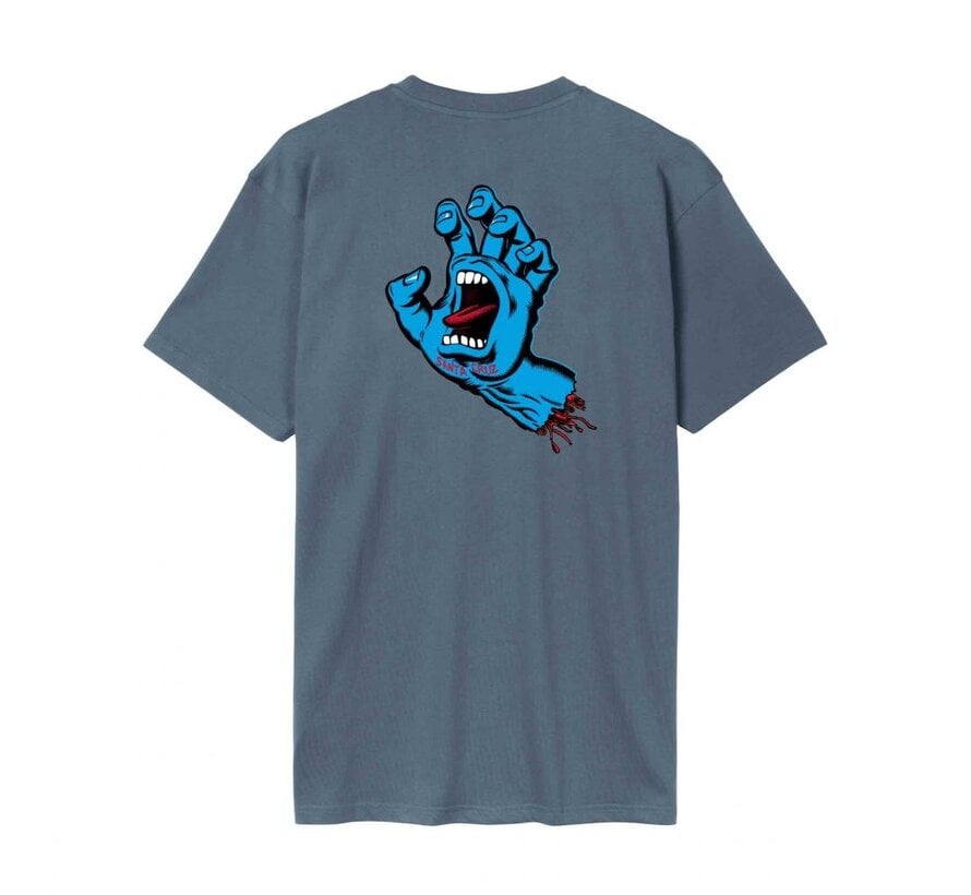 Santa Cruz Screaming Hand Chest T-Shirt Storm Grey - biologisch katoenen Santa Cruz skate T-shirt