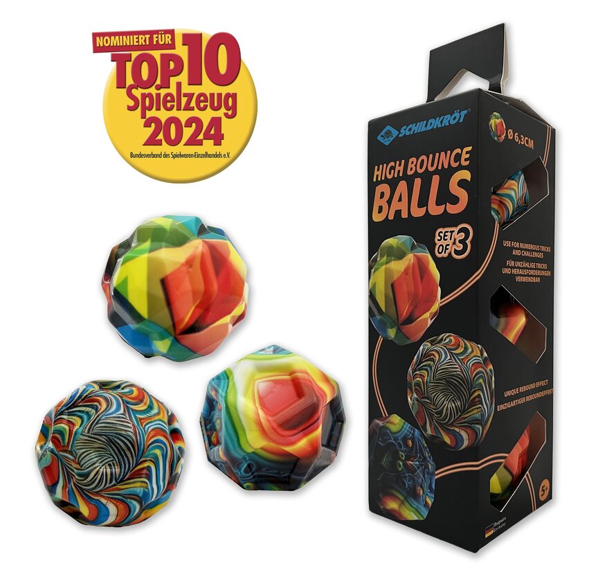 Zestaw 3 super odbijających się piłek Schildkröt High Bounce Balls do zabawy na świeżym powietrzu, na podwórkach szkolnych i podczas zabaw