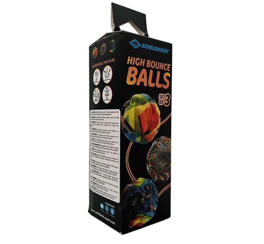 Zestaw 3 super odbijających się piłek Schildkröt High Bounce Balls do zabawy na świeżym powietrzu, na podwórkach szkolnych i podczas zabaw