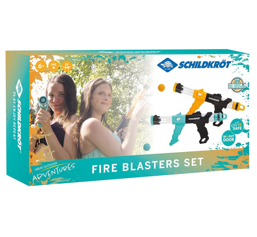 Schildkröt Fire Blaster Set, juego de lanzacohetes de espuma para juegos activos al aire libre.