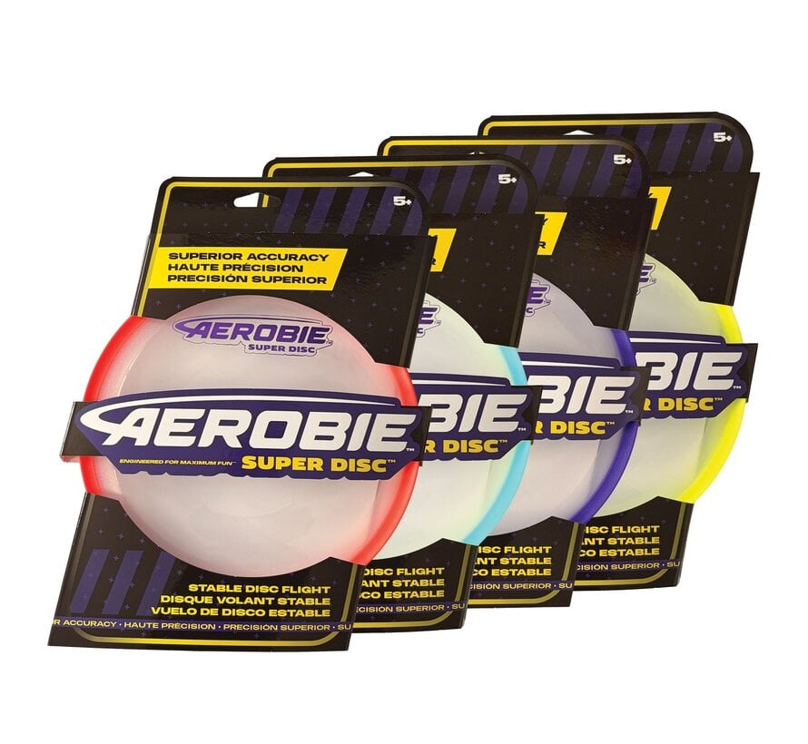 Disco de lanzamiento Aerobie Super Disc de 24,5 cm con excelentes características de vuelo para playa, parque y recreación.