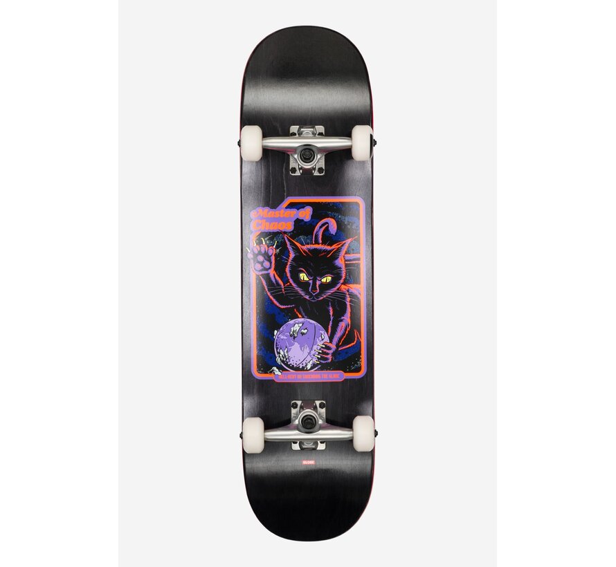 Globe G1 Master of Chaos 8.0 Complete Skateboard Black Cat - a ready-to-ride board with its own character
