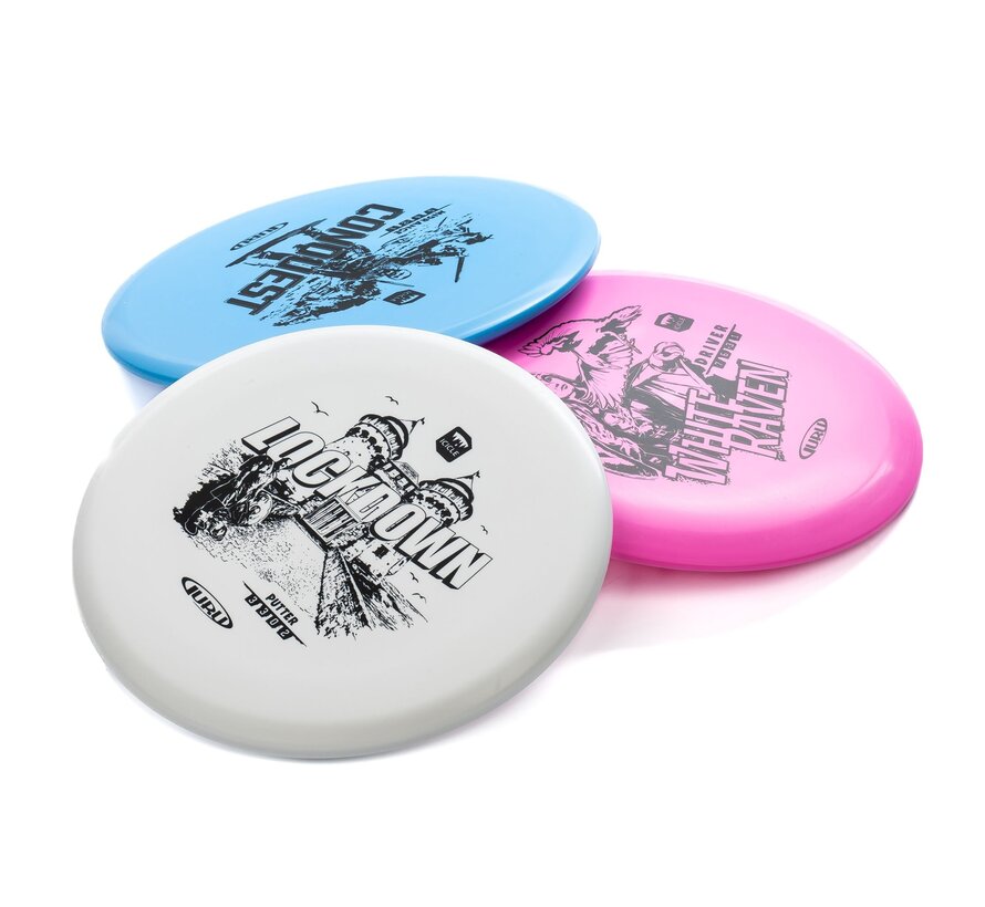 Set di avviamento Guru Disc Golf: set completo da disc golf con driver, midrange e putter per principianti e giocatori amatoriali.